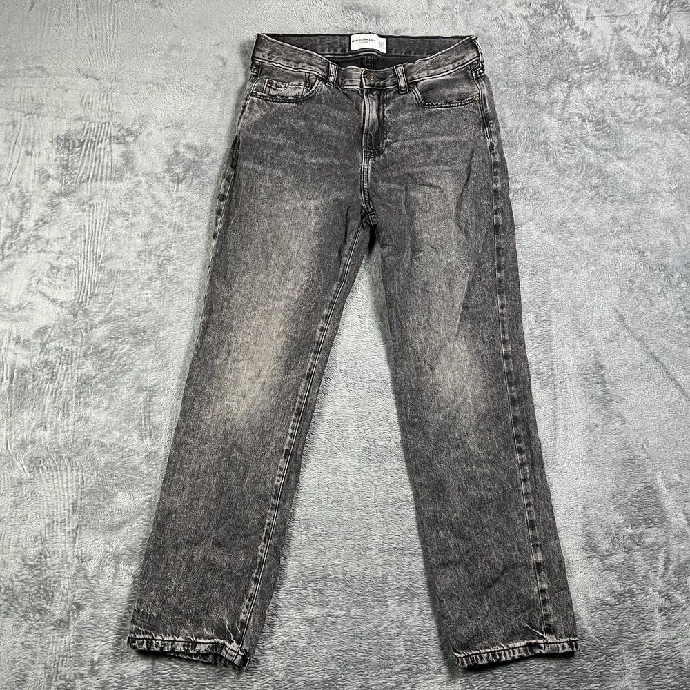 Abercrombie Kids Jeans 13/14R Charcoal Gray Denim Loose Fit Straight Leg Cotton